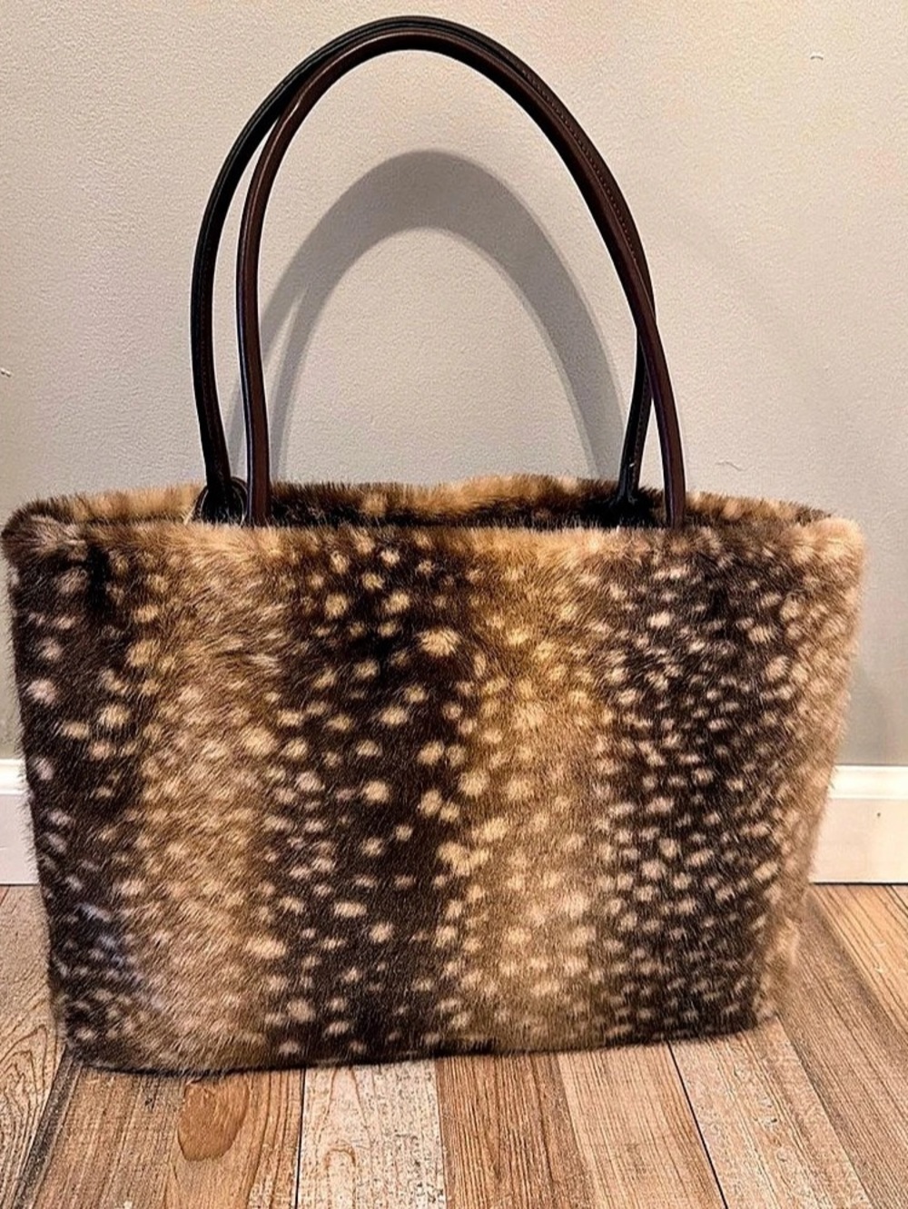 Steve Madden Dark Fawn Faux Fur Tote Bag